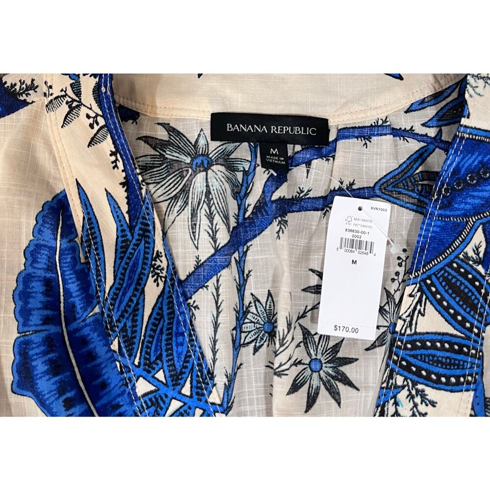 Banana Republic NWT Stampa Mini Dress Blue Floral Wrap V-Neck Medium - Picture 6 of 11